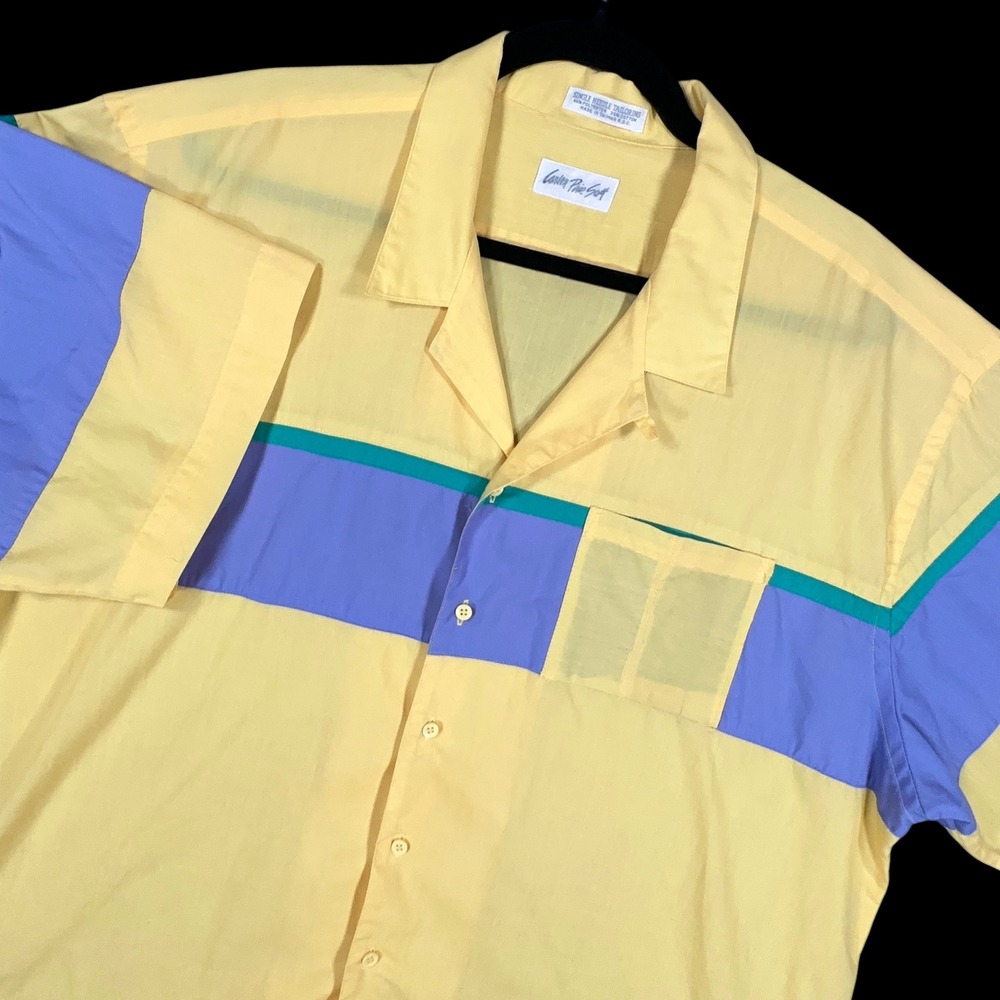 Vintage Carson Pirie Scott Camp Shirt Men XL Paper Thin Loop Collar 70s 80s Boxy